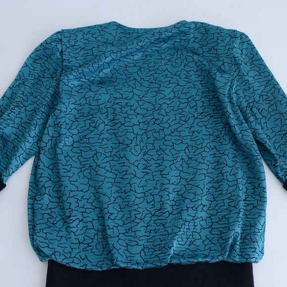 Vintage 90'S Nu-Mode Petites Teal Pleated Drop Waist Midi Dress Size 9/10 - Picture 12 of 12